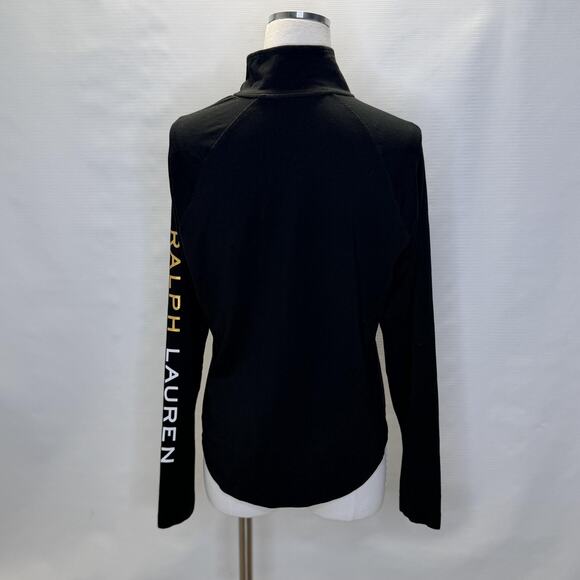 Lauren Ralph Lauren Shirt Womens Medium Black Quarter Zip Logo Pullover - Picture 3 of 9